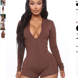 FashionNova Second to None Romper - Brown